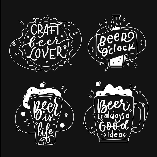 Free vector international beer day lettering labels