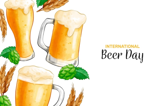 Free vector international beer day with beer glass and pint