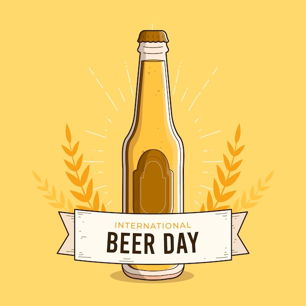 Free vector international beer day with bottle