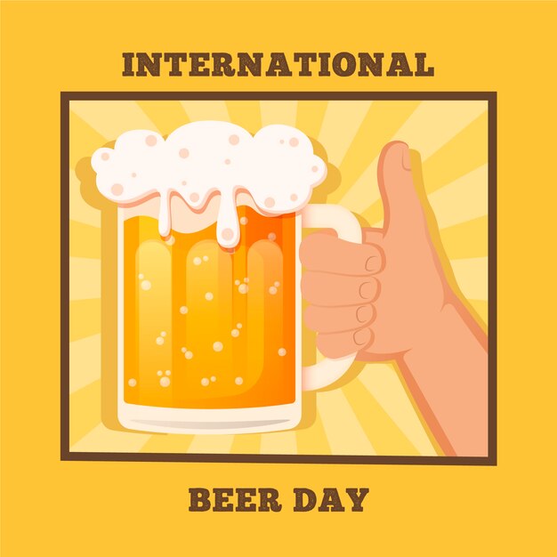 international beer day with hand holding pint