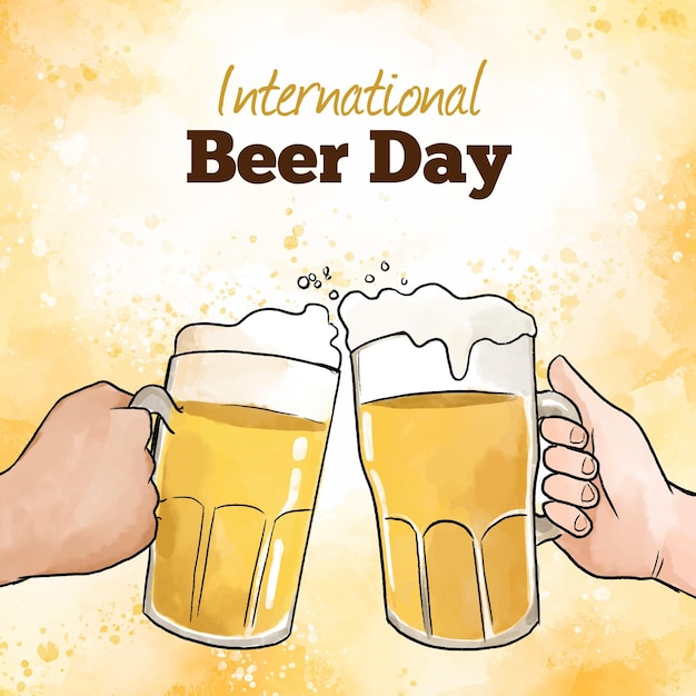 Free vector international beer day with pints