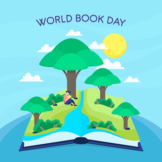 Free vector international book day clear mind concept