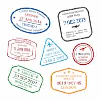 Free vector international business travel stamps set