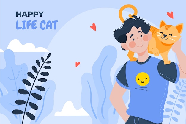 Free vector international cat day hand drawn flat background