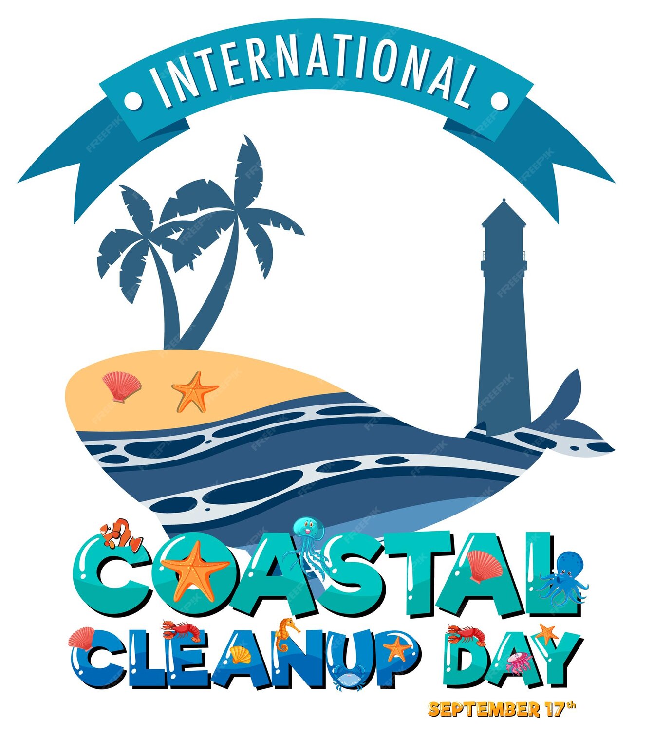 Free Vector International coastal cleanup day banner