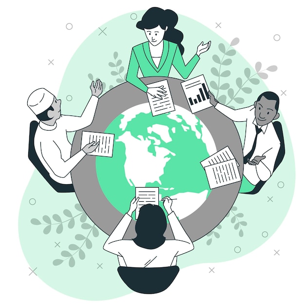 International cooperation concept illustration