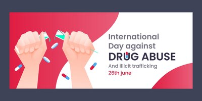 Vettore gratuito giornata internazionale contro l'abuso di droghe e il traffico illecito striscione