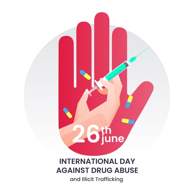薬物乱用と違法な人身売買のイラストに対する国際デー