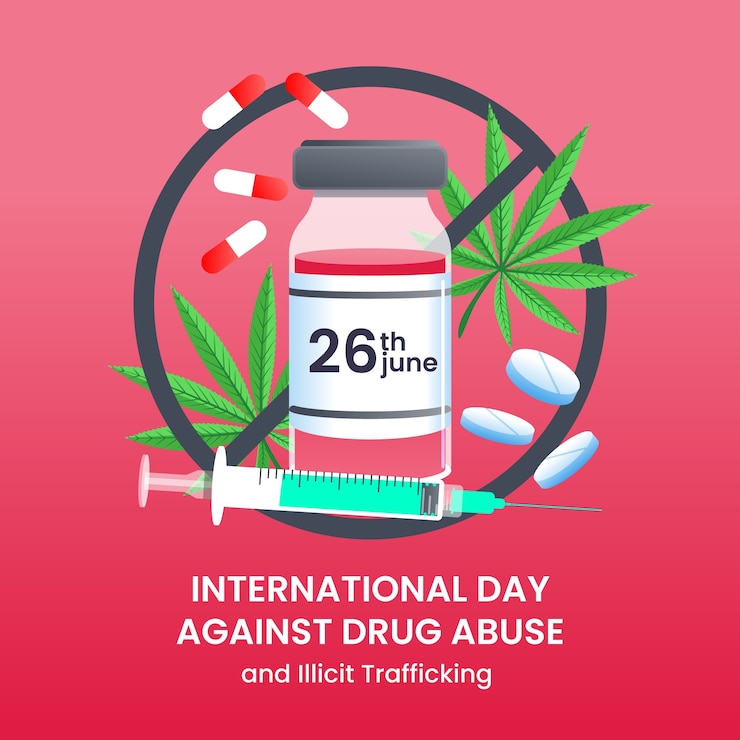 Free Vector international day against drug abuse and illicit trafficking  illustration