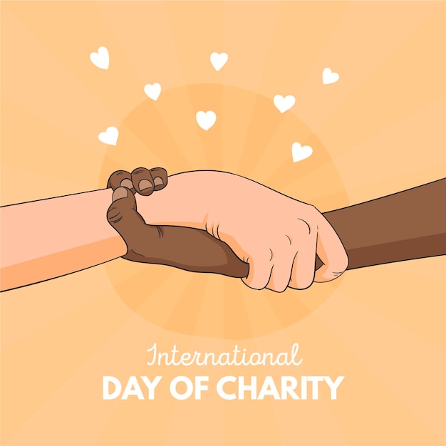 Free vector international day of charity hand drawn background with hands