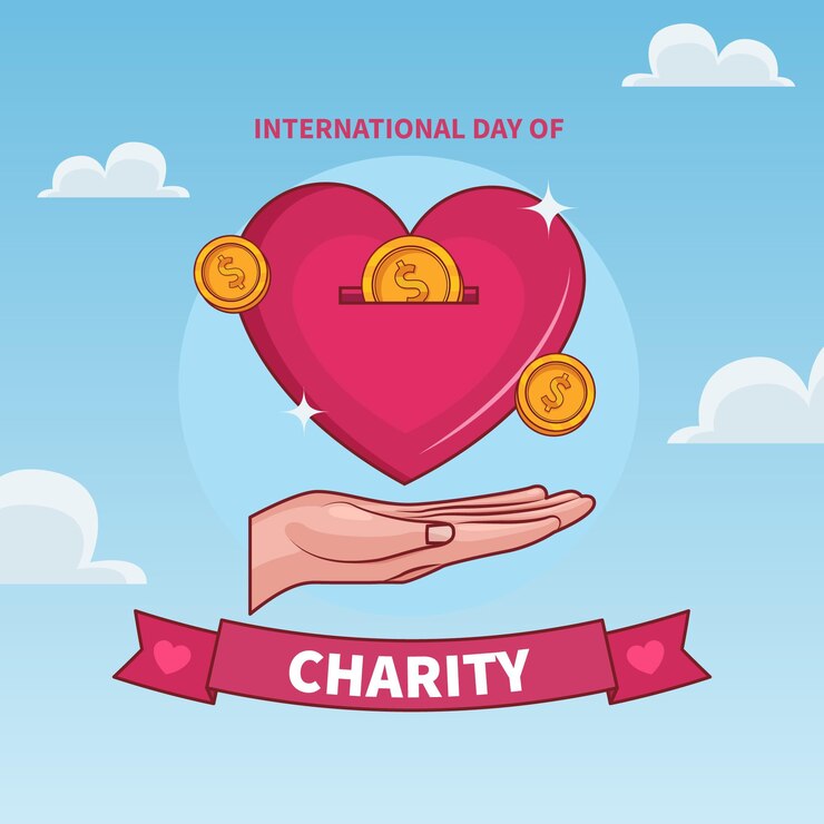 मुफ़्त वेक्टर international day of charity with heart and coin