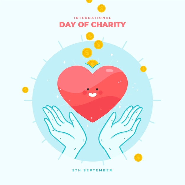 Free vector international day of charity with heart
