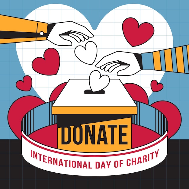 Free vector international day of charity with hearts