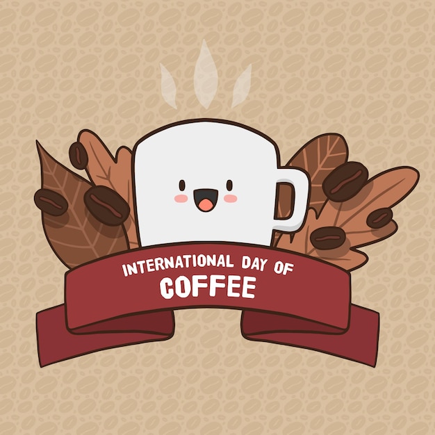 International day of coffee hand drawn design