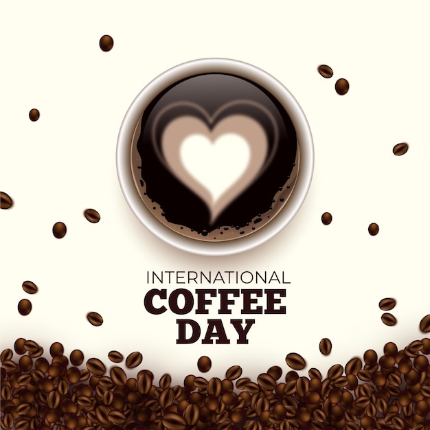 International day of coffee hearts in beverage