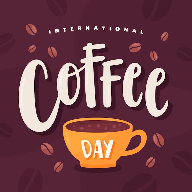 Free vector international day of coffee lettering