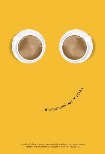 Giornata internazionale del caffè poster pubblicità flayers illustrazione vettoriale