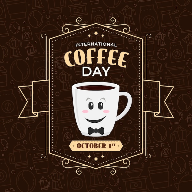 International day of coffee vintage design