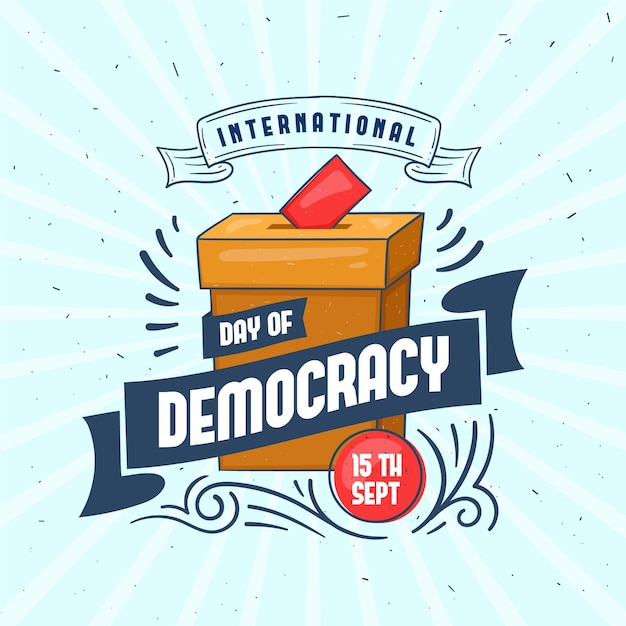 Free vector international day of democracy ballot box and ribbon