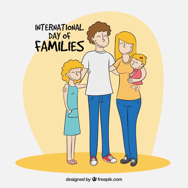 International day of families background in hand drawn style