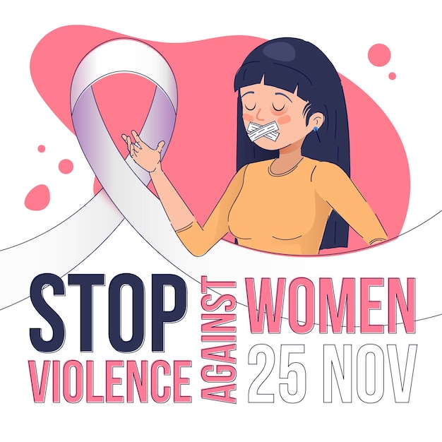 Бесплатное векторное изображение Международный день борьбы за ликвидацию насилия в отношении женщин