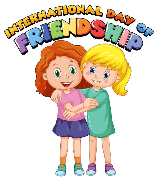 Free vector international day of friendship with best friend girls