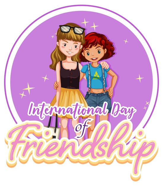 Free vector international day of friendship with two teenagers