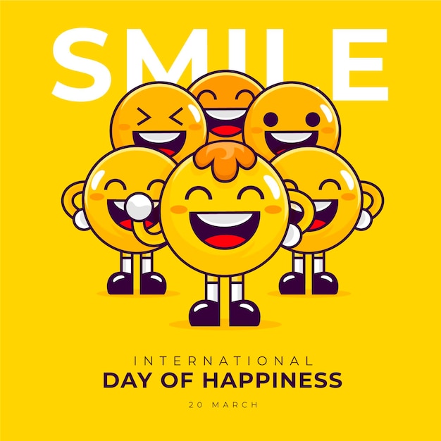 Free vector international day of happiness illustration