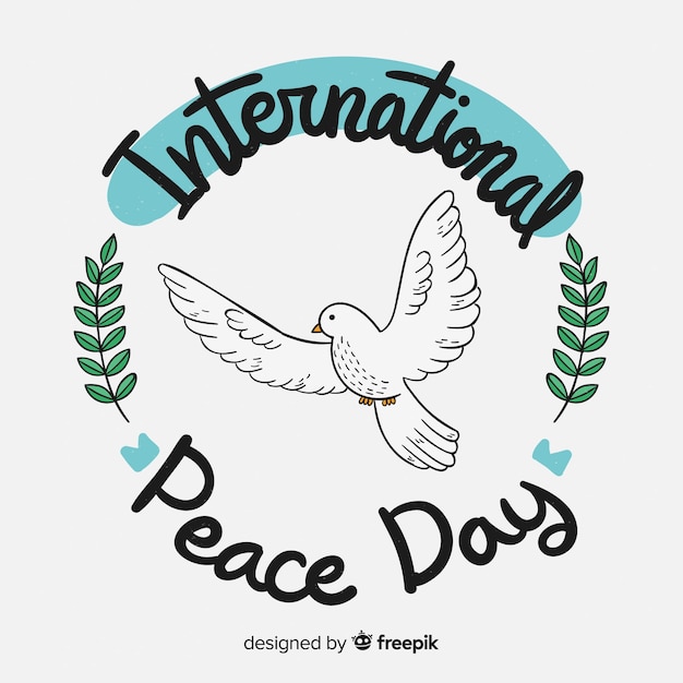 Бесплатное векторное изображение Международный день мира композиции рисованной надписи