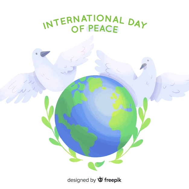 Бесплатное векторное изображение Международный день мира с голубями