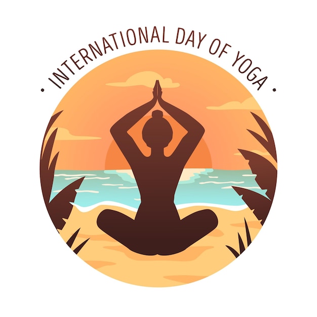Бесплатное векторное изображение Международный день йоги, плоский дизайн