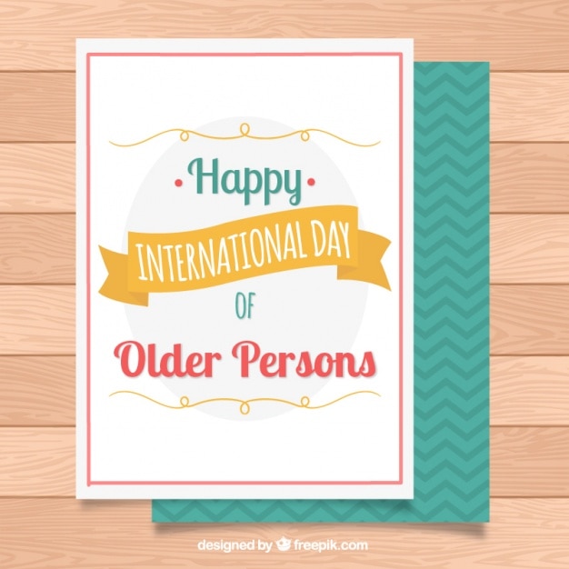 Free vector international day of older persons card in vintage style