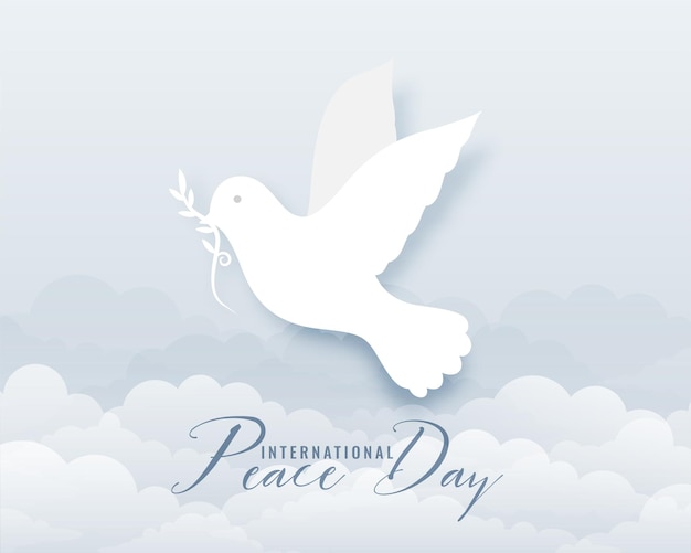 International day of peace background with sky and flying pigeon design vector illustration