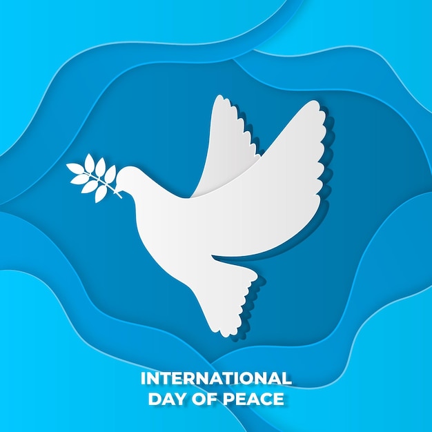 Free vector international day of peace bird in paper style