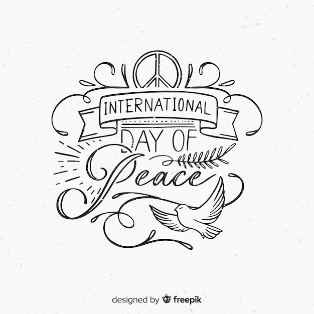 International day of peace composition hand drawn lettering