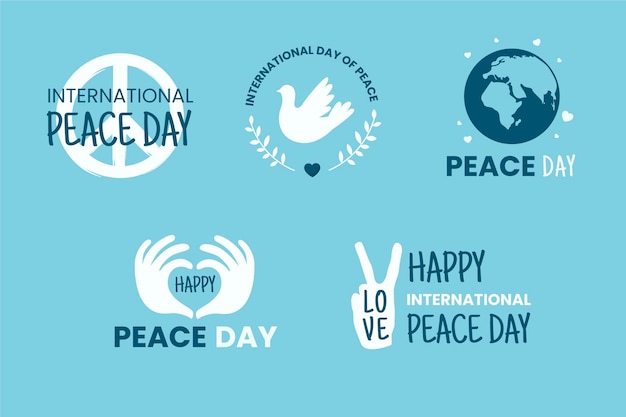 Free vector international day of peace labels pack