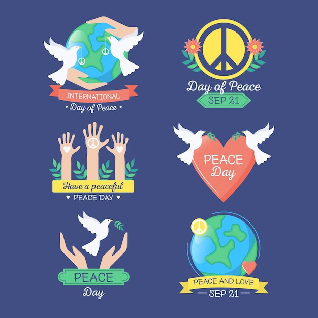 Free vector international day of peace labels set