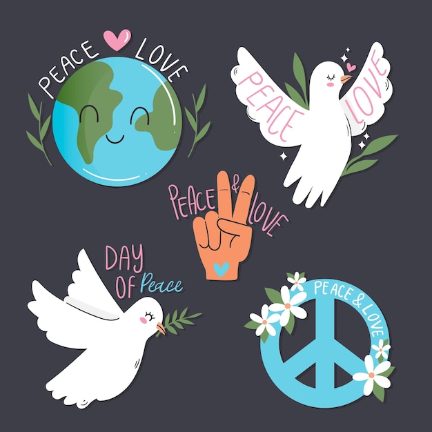 Free vector international day of peace labels