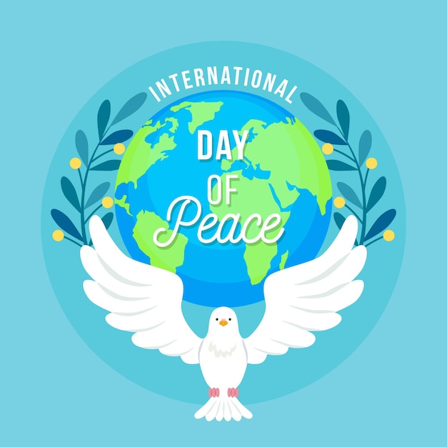 Free vector international day of peace with dove and earth