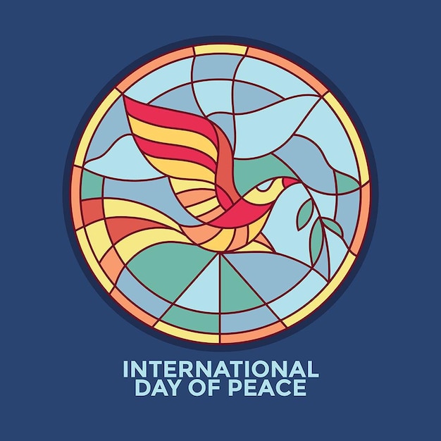 비둘기와 스테인드 글라스로 세계 평화의 날