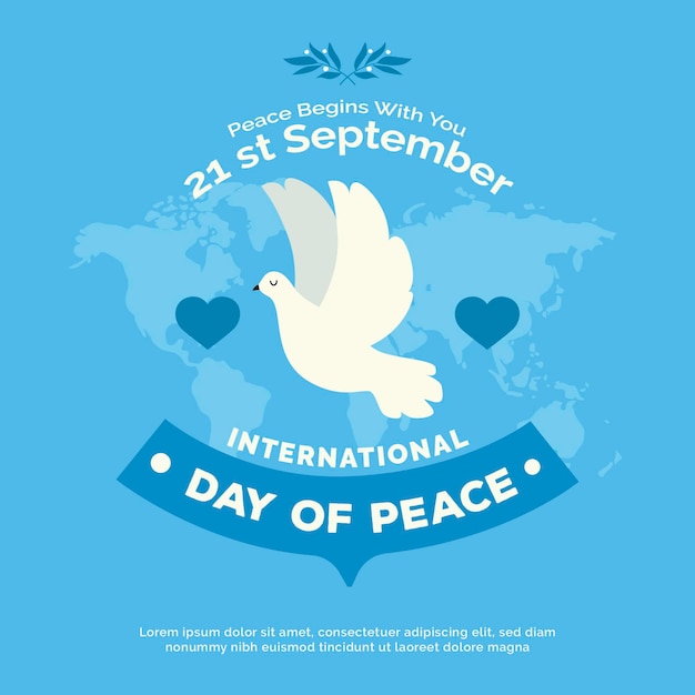 세계지도와 비둘기와 국제 평화의 날