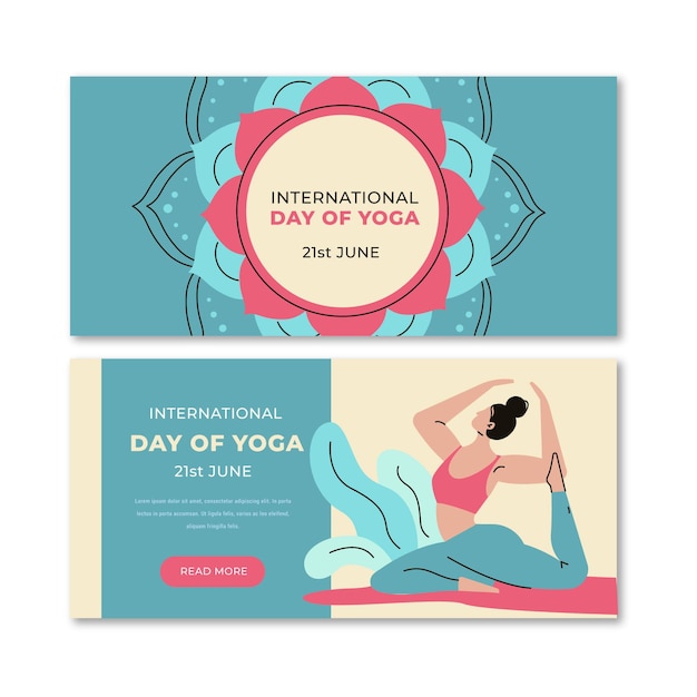 Free vector international day of yoga banners design