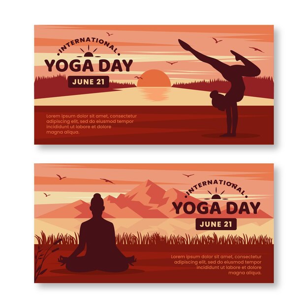 Free Vector international day of yoga banners template