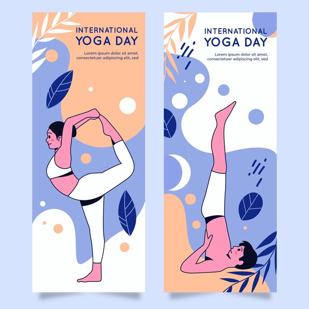 Free Vector international day of yoga banners