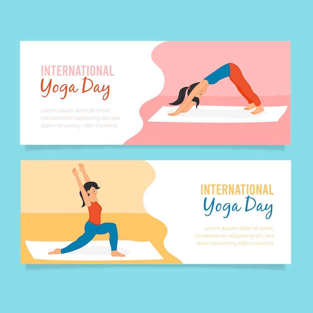 Free vector international day of yoga banners