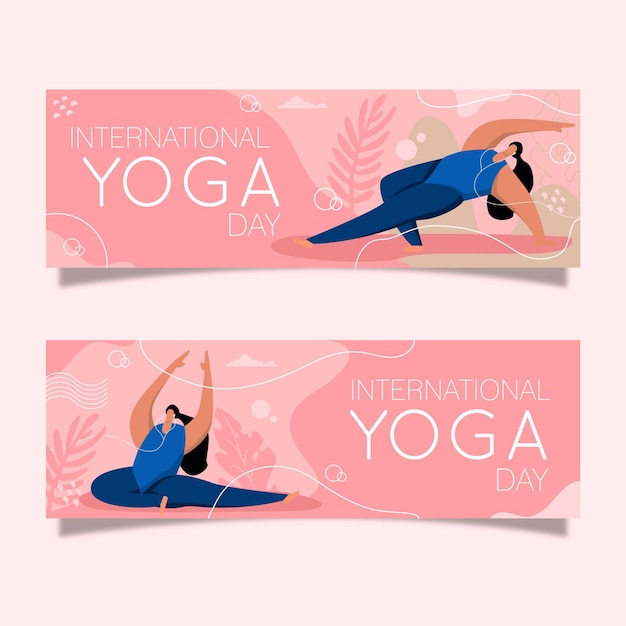 Free vector international day of yoga banners