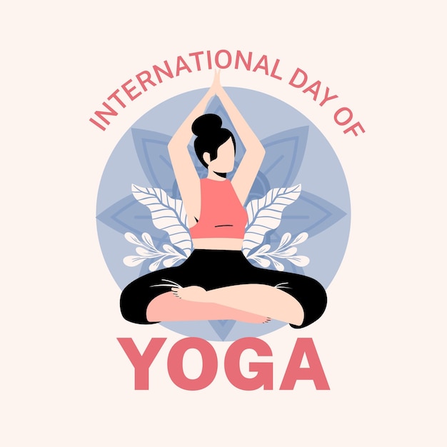 Free Vector international day of yoga draw