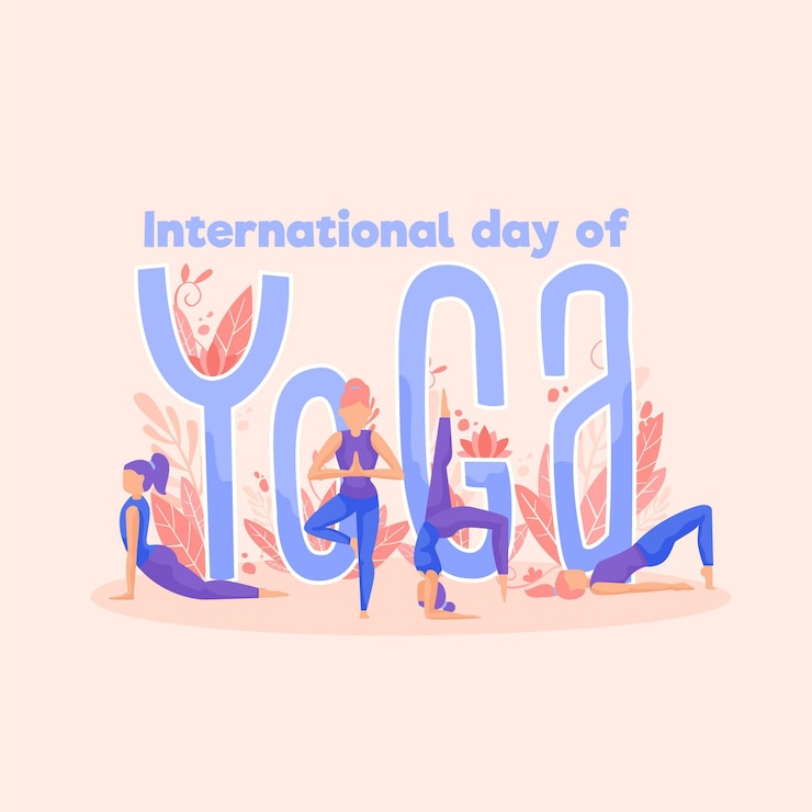 無料Vector 絵を描く国際的なヨガの日