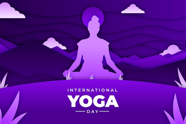 International day of yoga illustration in paper style