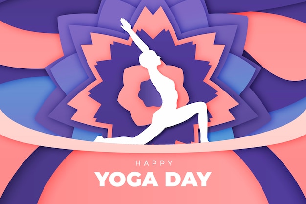 International day of yoga illustration in paper style